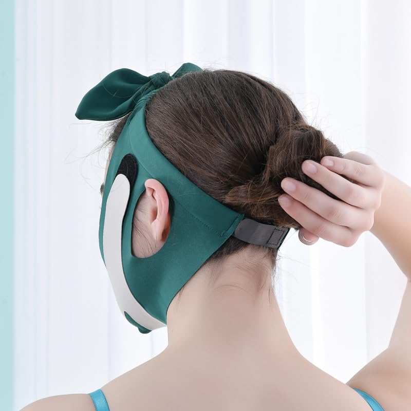 PANLOPU V-Line Face-Lifting Mask Sleep Mask Promote Fat Burning Reusable Graceful Face Mask (Green) - Image 5